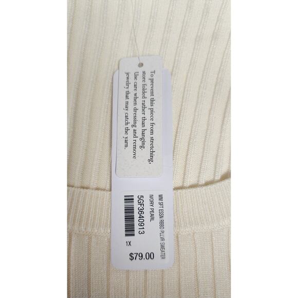Soft Surroundings Soft Essential Ribbed Pullover Sweater Size 1X Color Off White - Picture 6 of 9